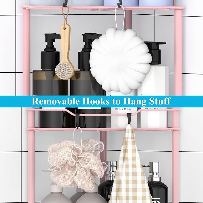 HuggieGems Metal Floor Standing Corner Shower Caddy, 4 Tier - Image 5