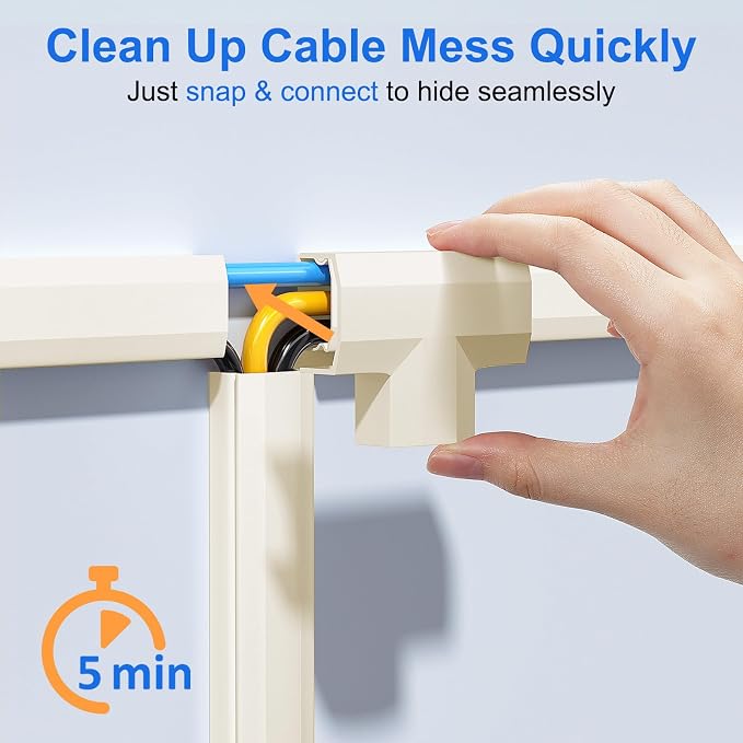 Yecaye TV Cord Hider, 125in Cord Cover, W1.18in H0.6in, Wire Covers - Image 3