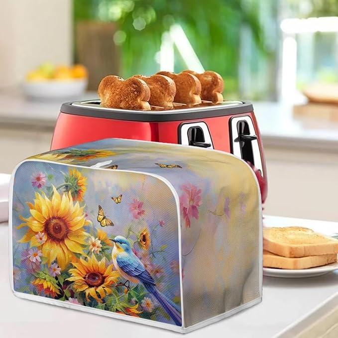 Hummingbird Sunflower Butterfly Print Toaster Cover 2 Slice Waterproof Toaster Dust Cover Appliance Dust-proof Protector