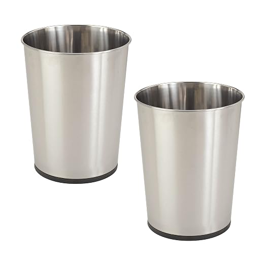 Bath Bliss 5 Liter Small Wastebasket | 2 Pack | Round Open Top | Trash Can | by BathBliss