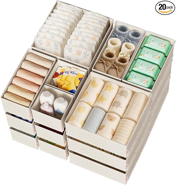 ZenStortage Cotton Linen Baby Drawer Organizers by ZenStorage