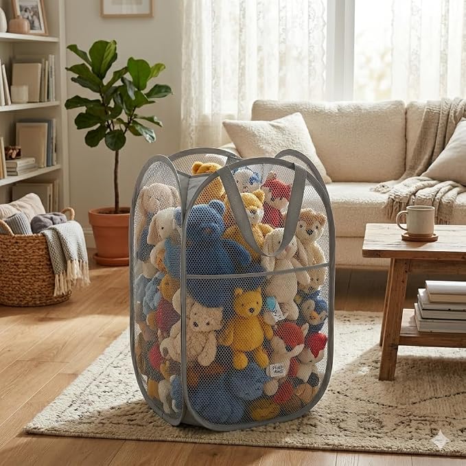 Mesh Large Pop Up Laundry basket, Collapsible Laundry Hampers - Image 7