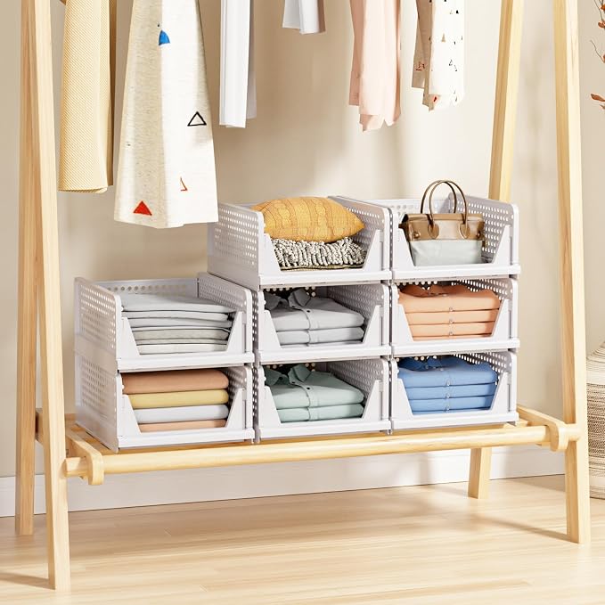 caktraie 5 Pack Stackable Closet Storage Basket - Image 5
