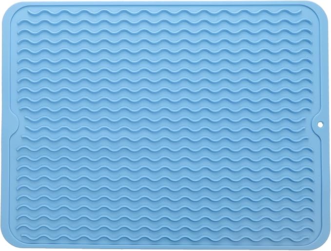 MicoYang Silicone Dish Drying Mat — Quick-Dry Ridges Counter & Sink Pad by MicoYang