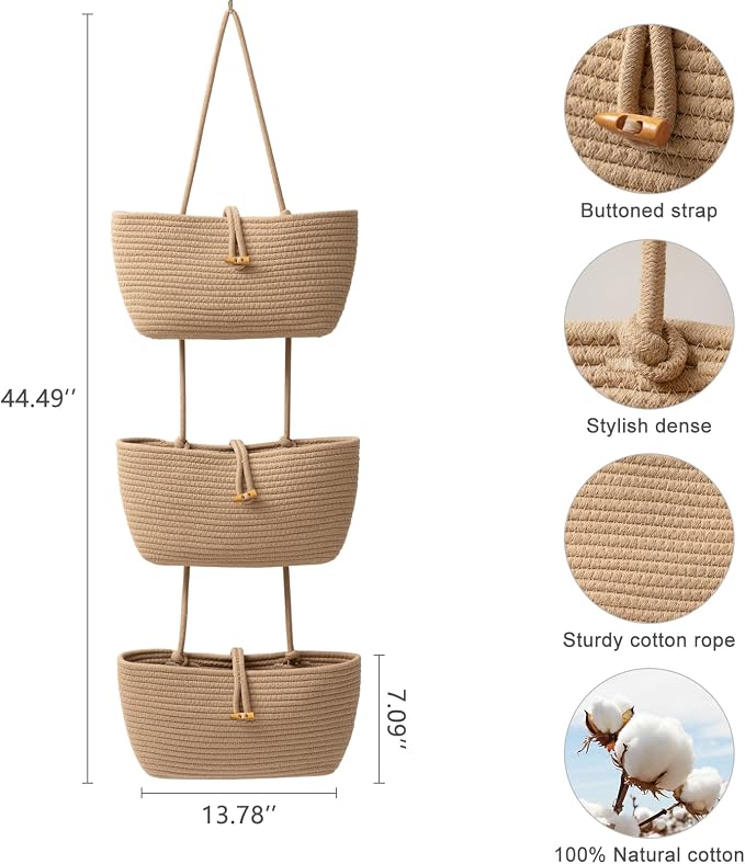 TeoKJ 3-Tier Cotton Rope Baskets - Image 2