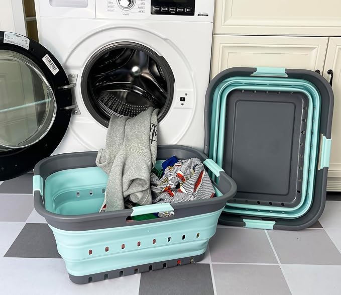 SAMMART 42 Collapsible Plastic Laundry Basket, Foldable Pop Up Storage - Image 2