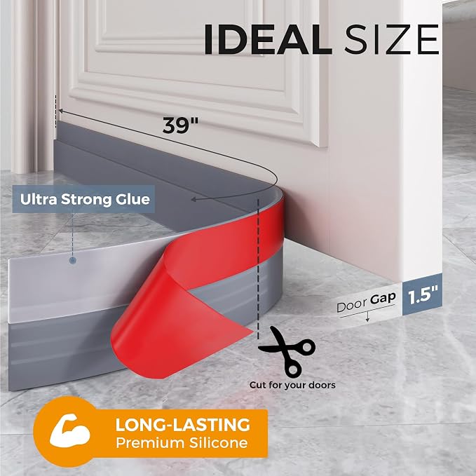 Grotheory 2 Pack Door Draft Stopper, Door Sweep, Weather Stripping Seal | - Image 4