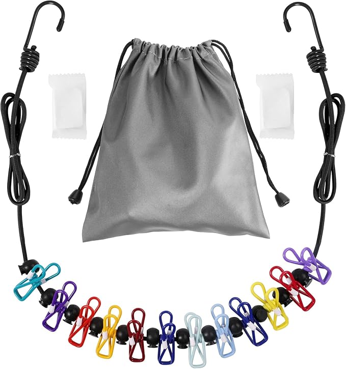 Retractable Travel Clothesline, Portable Clothesline 12 clothespins, Suitable by Tekeviss