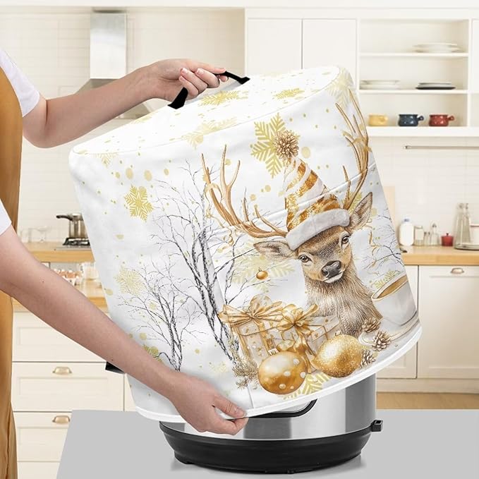 Golden Elk Dust Cover for Kitchen Instant Pot Accessories Appliance Cover Quart Pressure Cooker Air Fryer Rice Cooker Kitchen Appliance Dust Covers with Storage Pockets Size M
