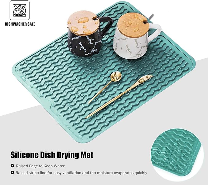 Silicone Dish Drying Mat, Non-Slip Easy Clean Sink Mat, Large Heat-resistant - Image 3