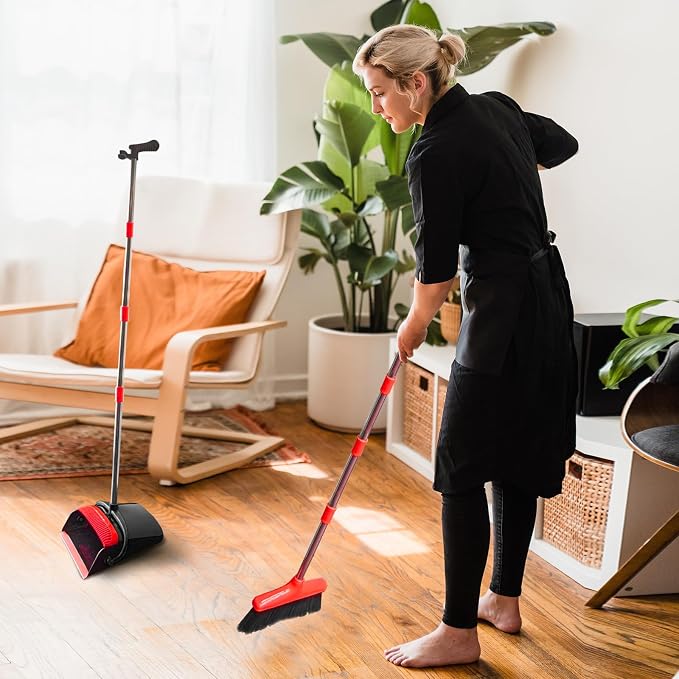 Broom with Dustpan Combo Set 54" Long Handle Adjustable Length Stainless Steel - Image 6