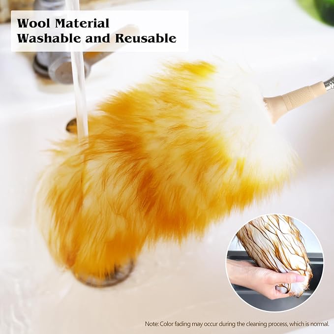 Lambswool Extendable Duster 32-98 Inch, Anti-Static Flexible Head, Stainless - Image 4