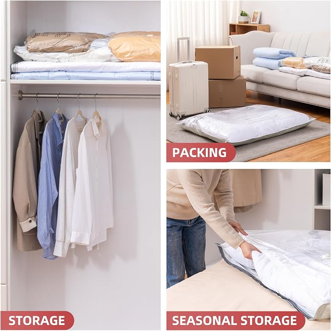TAILI Vacuum Storage Bags 4 Pack, XXL Jumbo Size 47x39 Inch, Cream | XXL Large - Image 8