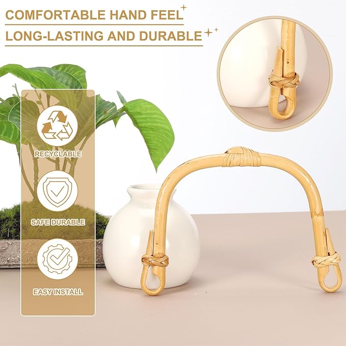 uxcell Bamboo Teapot Handle U-Shape Handle Replacement for Span 4.3-5.1 Inch Ceramic Pottery Tea Pots Tea Kettle Accessories Supplies, Heart Knot