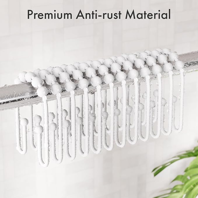 AmazerBath Shower Curtain Hooks White Metal Shower Curtain Rings Rust Proof - Image 5