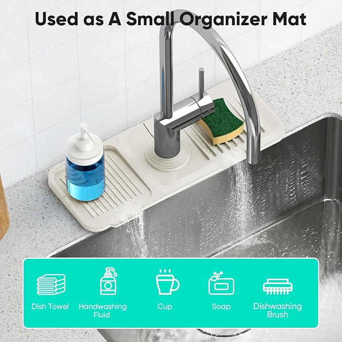 14.6 inch Faucet Mat for Kitchen Sink Faucet Mat Kitchen Sink Splash Guard - Image 7