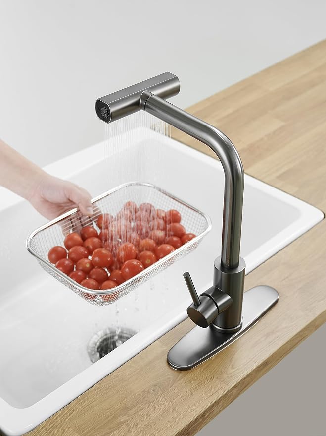 Kitchen Faucets with Pull Down Sprayer, Waterfall Kitchen Sink Faucet, - Image 5