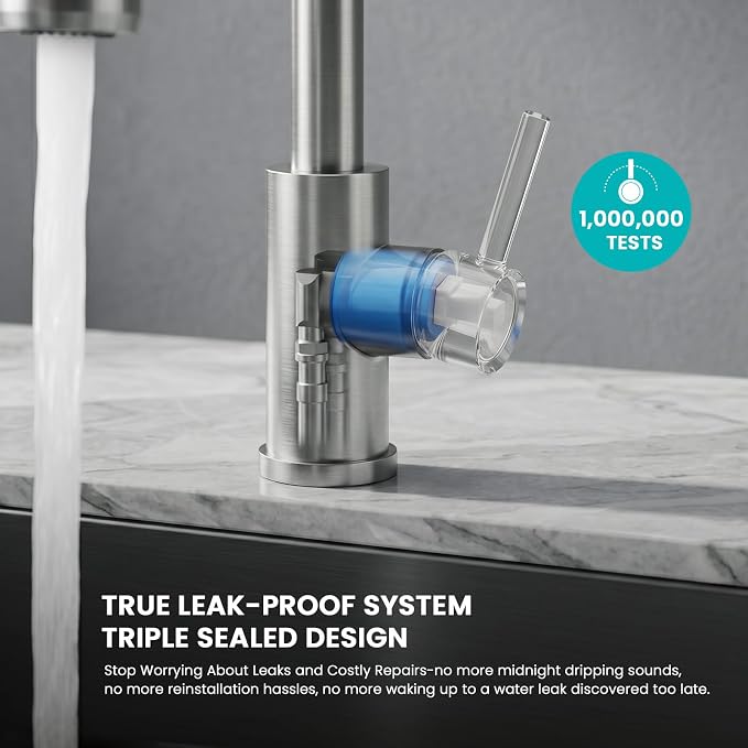 Pull-Down Kitchen Faucet, Brushed Nickel | 304 Stainless Steel, 10-Min DIY - Image 4