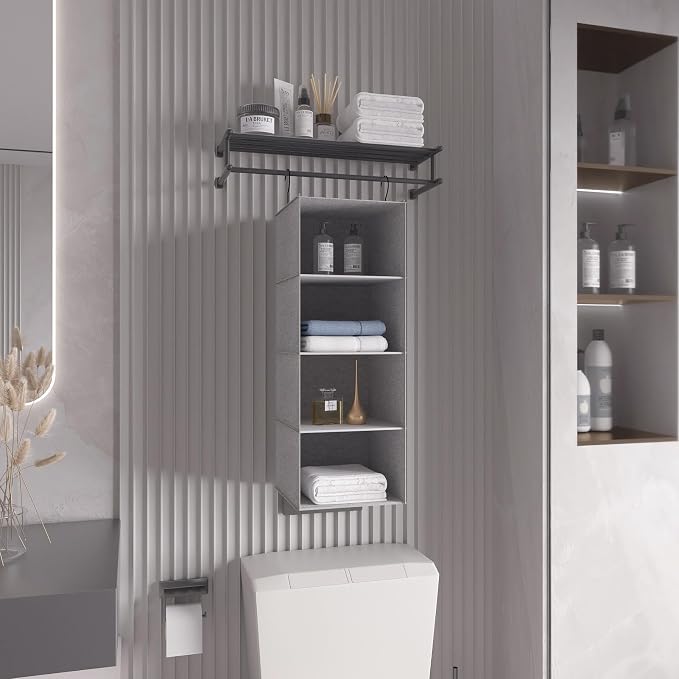 Hanging Closet Organizer 4-Shelf, Oxford Linen Wardrobe Storage, shoes & - Image 6