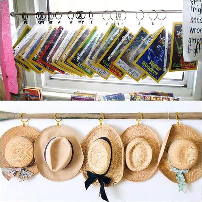 42 Pack Curtain Rings with Clips 1.26" Interior Diameter, Metal Drapery Ring - Image 5