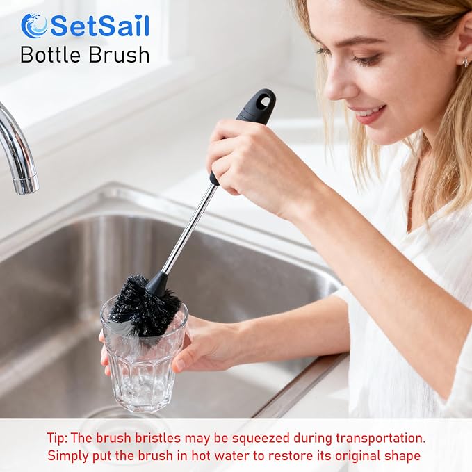SetSail Bottle Brush of 3 Pack, 14in Long Handle Water Bottle Cleaner Brush | - Image 7