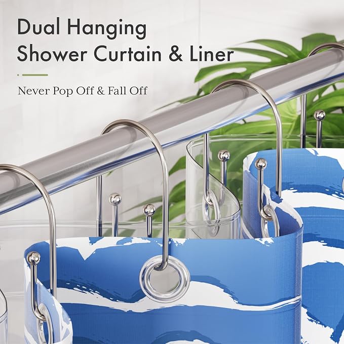 AmazerBath Shower Curtain Hooks, Nickel Shower Curtain Hooks Rust Proof - Image 3