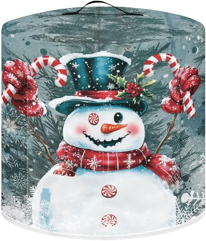 Kawaii Snowman Dust Cover for Kitchen Instant Pot Accessories Appliance Cover Quart Pressure Cooker Air Fryer Rice Cooker Kitchen Appliance Dust Covers with Storage Pockets Size S