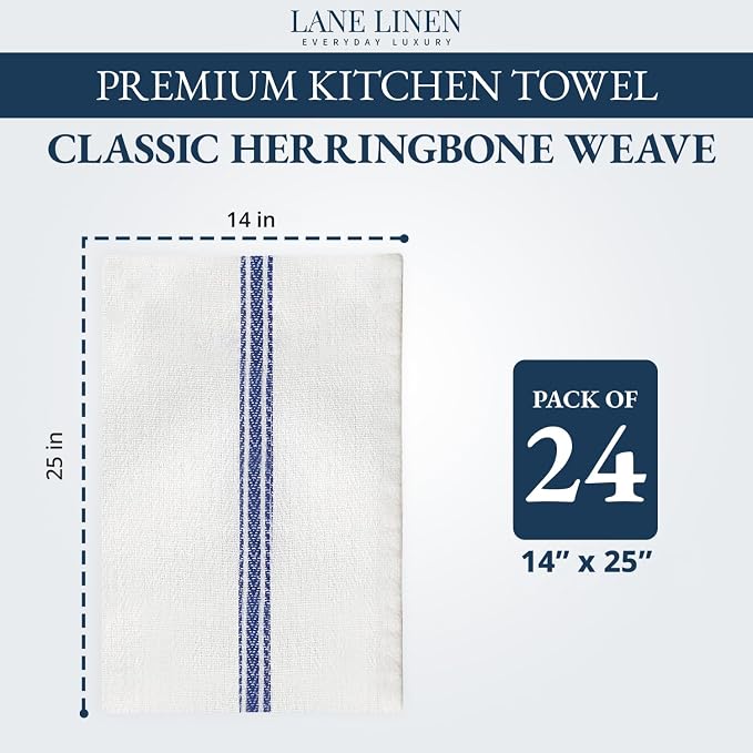 LANE LINEN Kitchen Towels Bulk 100% Cotton Commercial 24 Pack - Image 2