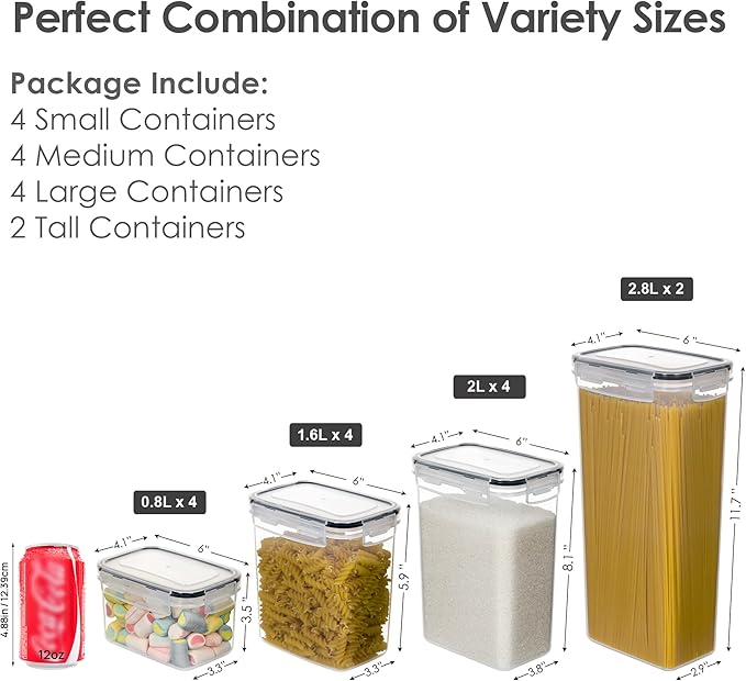 Airtight Food Storage Containers Set, Sugar and Cereal, Plastic Dry Food - Image 2
