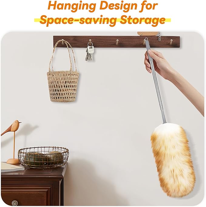 Lambswool Duster with Extendable Handle up to 88.58 in, Natural Feather Dusters - Image 5