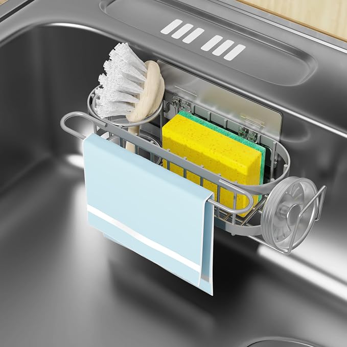 Cisily Kitchen Sink Caddy Sponge Holder in The Sink, Stainless Steel Kitchen by CISILYHOMELIFE