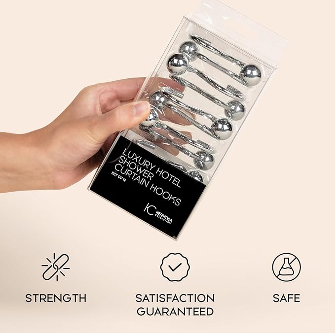 Luxury S Shower Curtain Hooks Hotel Quality Silver Chrome Finish | Bathroom - Image 2
