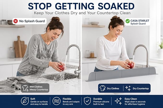 30 inch Premium Kitchen Sink Silicone Water Splash Guard SIZE UPGRADE 30" and - Image 3