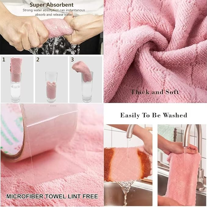 24 Pack Kitchen Dish Cloths Dish Towels, Super Soft and Absorbent Coral Fleece - Image 6