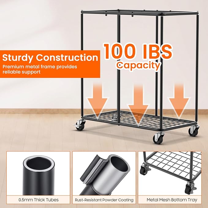 250L Laundry Hamper with Lid & Wheels, Rolling Laundry Basket with Bag - Image 6