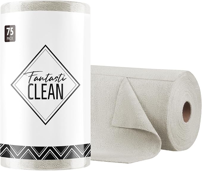 Fantasticlean Microfiber Cleaning Cloth Roll- 75 Sheets, Tear-away Microfiber by Fantasticlean
