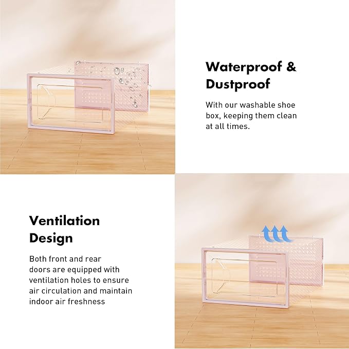 Foluck Shoe Storage Box, 15 Pack Clear Plastic Stackable Organizer - Image 5