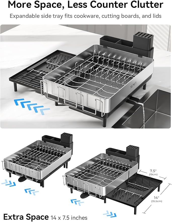 SUNLY Large Dish Drying Rack, Expandable Dish Rack - Image 8