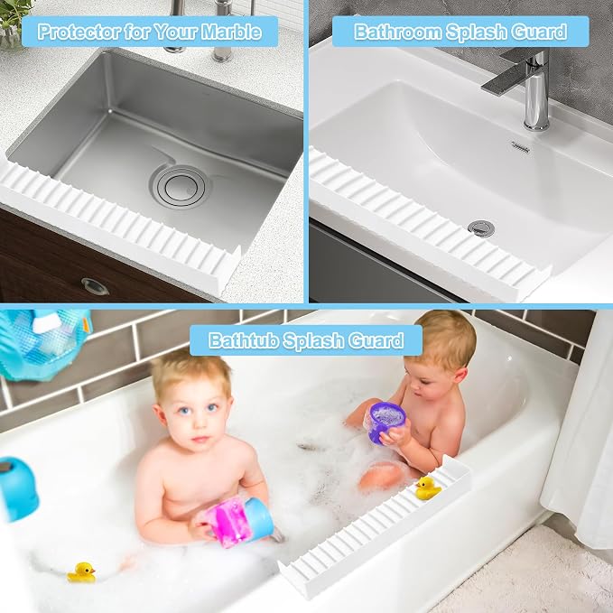 Silicone Faucet Splash Guard 4" x 30", Faucet Water Catcher Mat, Longer - Image 7