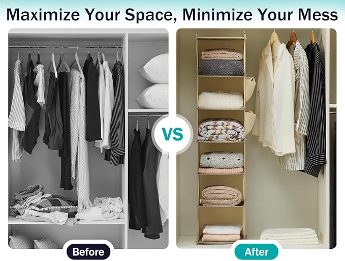 YOUDENOVA Hanging Closet Organizer and Storage, 2 Packs, 2 Side Pockets - Image 7