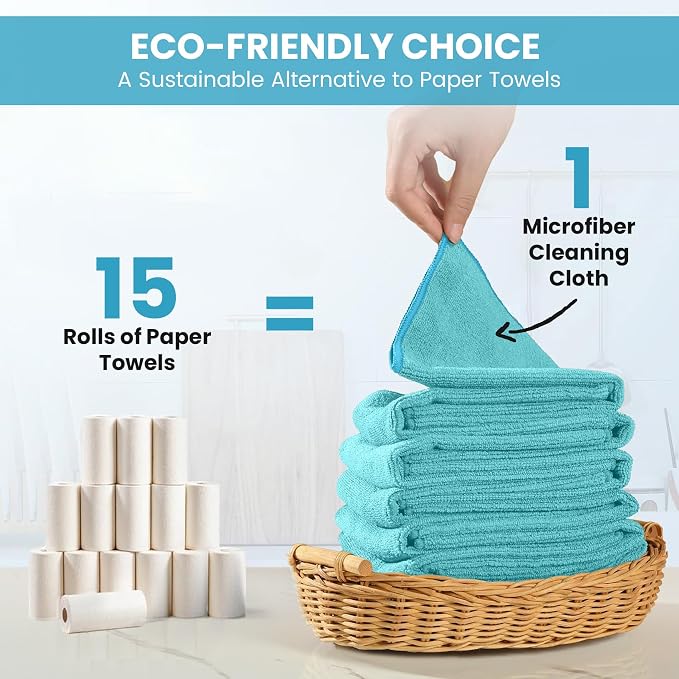 34 Pack Microfiber Cleaning Cloth, 11 Assorted Colors Cleaning Rags - Image 6
