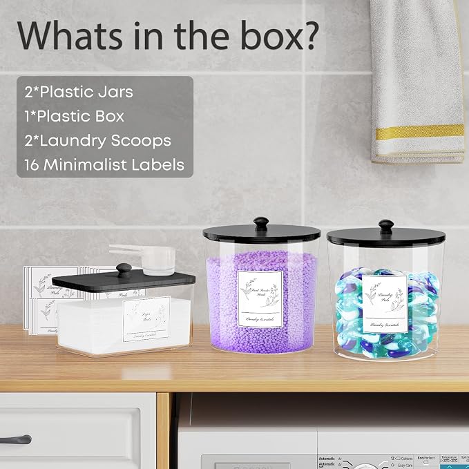 COAZEX 3 Pack Clear Laundry Powder Container & Dryer Sheet Holder - Image 7