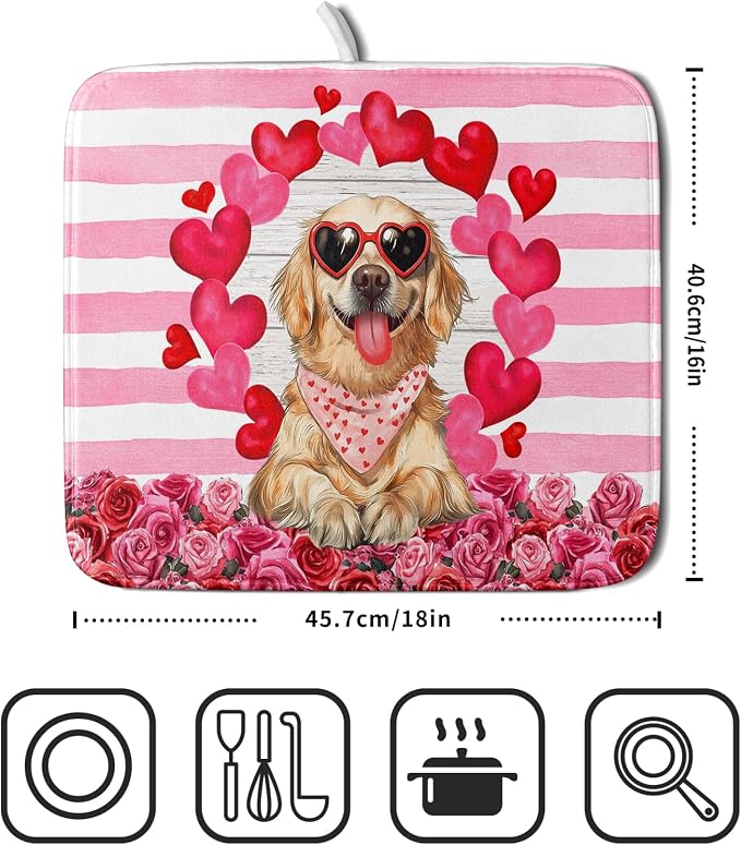 Valentine's Day Dog Dish Drying Mat - Image 2