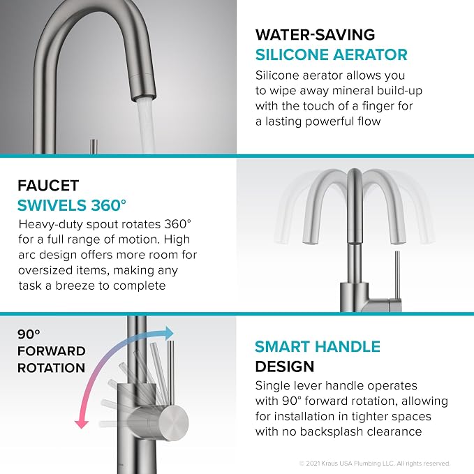 KRAUS Oletto Single Handle Kitchen Bar Faucet - Image 3