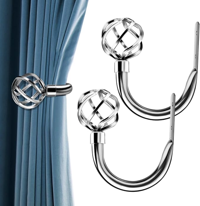 HIKMLK Handmade Metal Curtain Holdbacks 2pcs, Decoration Chrome Curtain Tie by HIKMLK