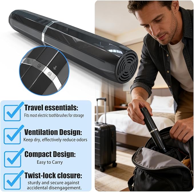 Long Ventilated Electric Toothbrush Travel Case, Portable Holder, Fits Most - Image 3