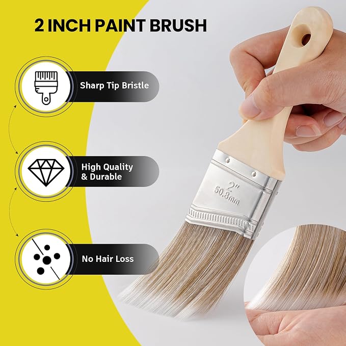 Mister Rui 3-Pack 2 Inch Angled Paint Brushes, Sash Brushes - Image 8