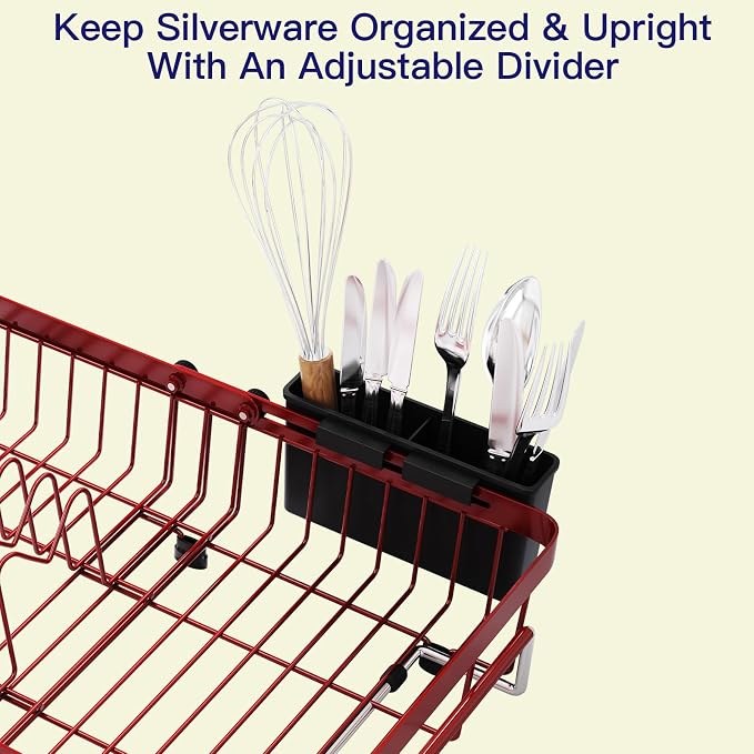 Red Dish Drying Rack Over The Sink - Image 8