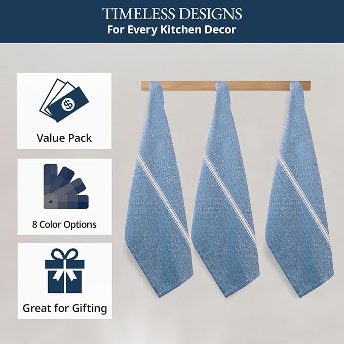 LANE LINEN Absorbent Kitchen Towels 100% Cotton Lint-Free 12 Pack - Image 5