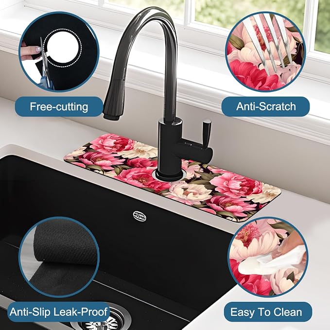 Faucet Mat for Kitchen Sink Absorbent Splash Guard Bathroom 15.5"X5.5" - Image 4
